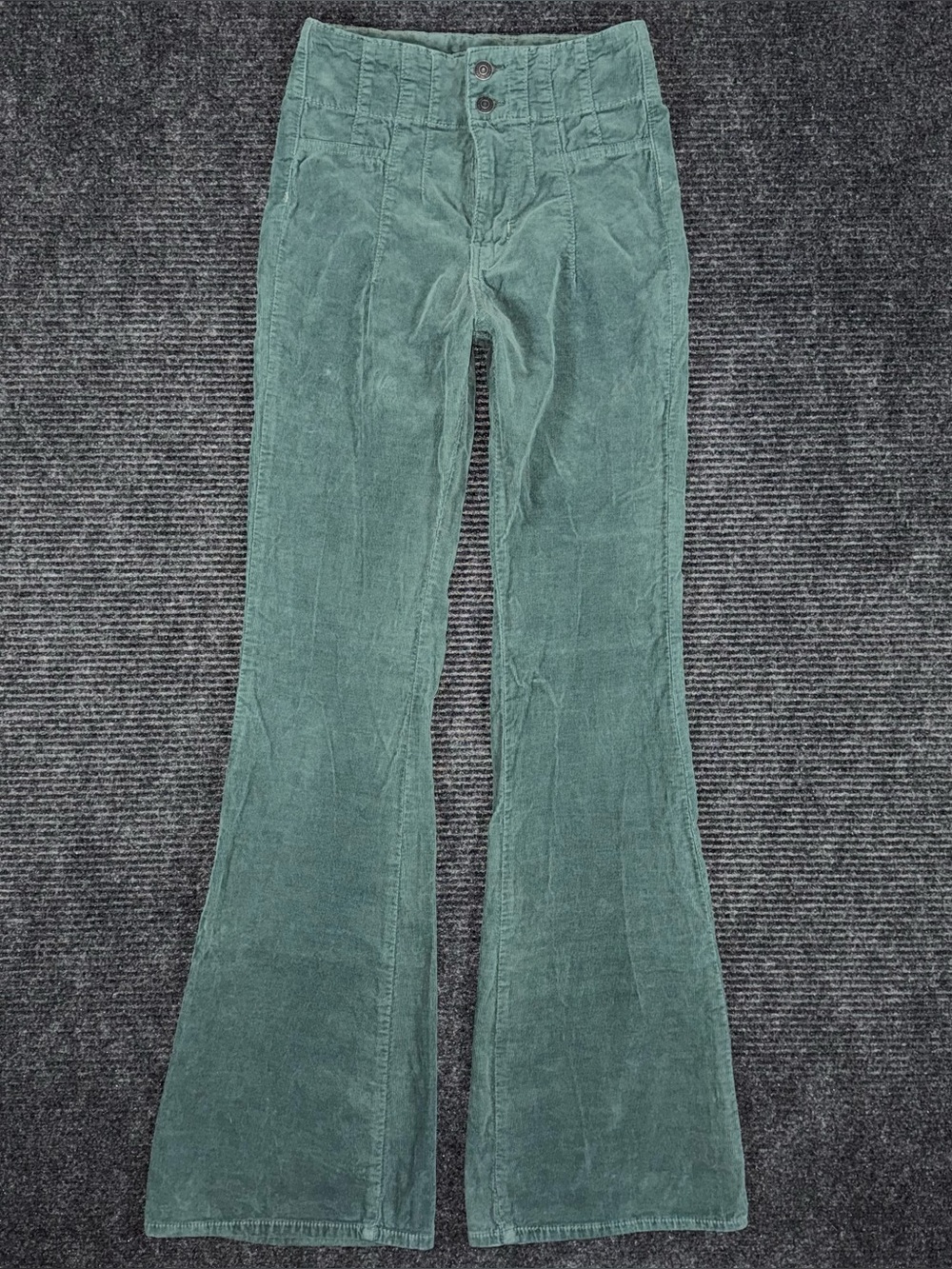 Free People Jayde Corduroy Flare Pants Kelp Green Size 26 Boho Indie 90s Retro